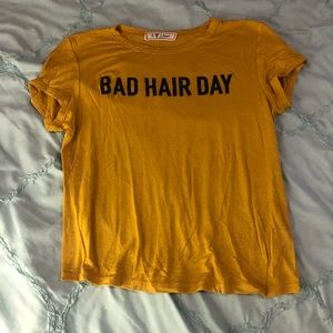 Mustard yellow tight a Bad hair day tee!